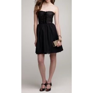 J.Crew Collection Black Strapless Ruched Dress Women's 6 Tule Bottom Tuxedo Look